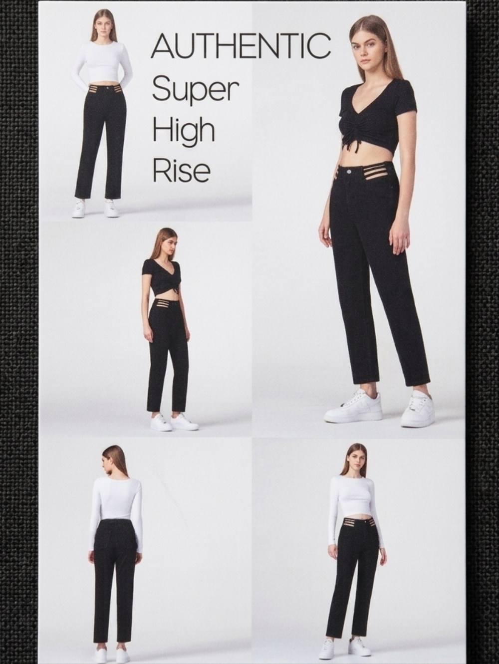 NWT Simple Society Black Cutout Hip Super High Rise Jeans Straight Leg Size 9/29